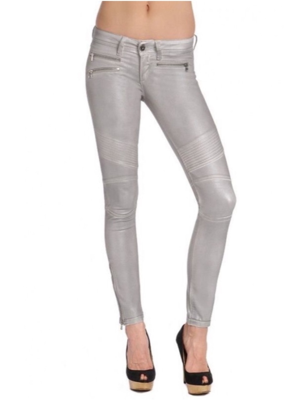 DL1961 'Hazel Moto Skinny' Coated Jeans - Alloy